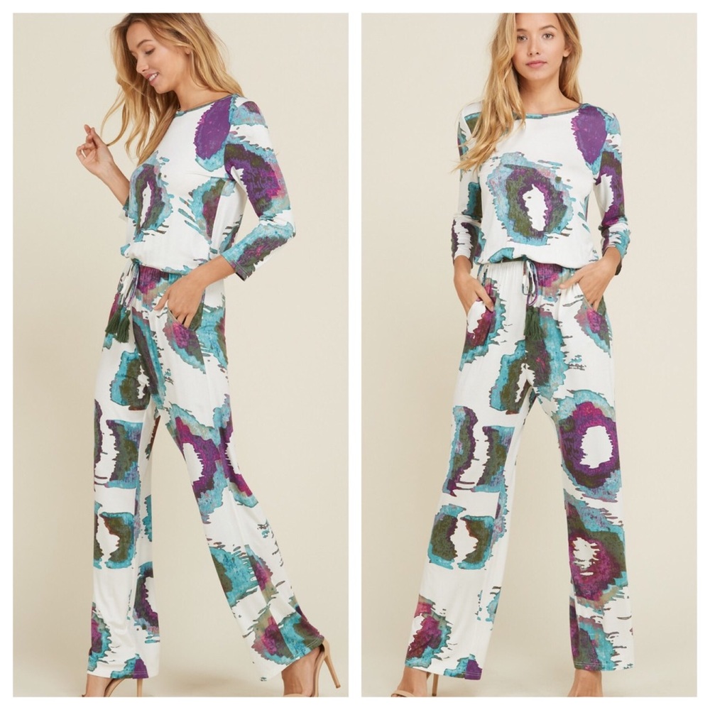 Multi Watercolor Jumpsuit - Picture 1 of 6